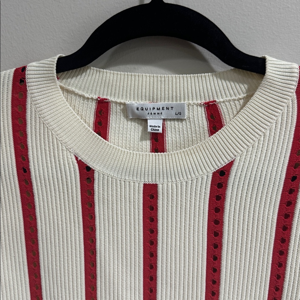 EQUIPMENT AMRIT SWEATER - FANCY RIBBED KNIT WHITE/BLOOD MOON - Picture 4 of 14